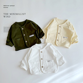 儿童春夏宽松休闲外套韩新版 宝宝百搭文艺圆领上衣密织棉透气 开衫