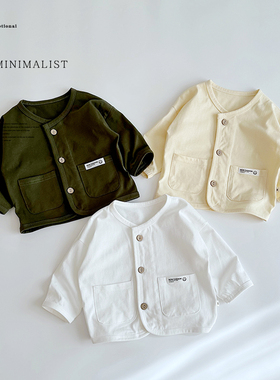 儿童春夏宽松休闲外套韩新版开衫宝宝百搭文艺圆领上衣密织棉透气