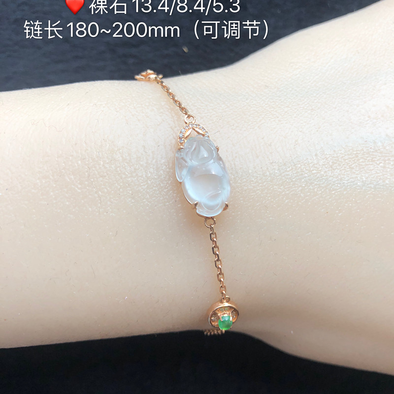 天然缅甸a货冰种金蟾手镯定制