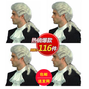 法官律师假发钢琴家演奏音乐宫廷演出表演头套男女儿童成人假发