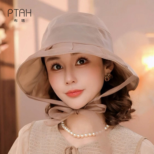布塔大檐蝴蝶结渔夫帽子女款出游骑车防晒遮阳帽折叠韩版百搭盆帽