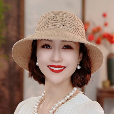 布塔女士渔夫帽夏季防晒遮阳帽度假风太阳帽大帽檐防晒帽苎麻帽子