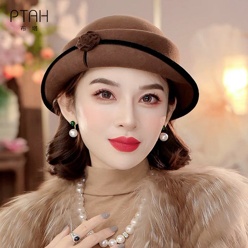 布塔羊毛小礼帽女士秋冬新款