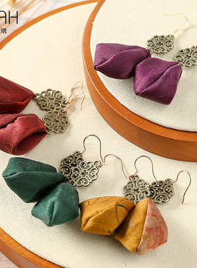 【小水滴耳饰】布塔香云纱耳饰国风百搭真丝优雅日常桑蚕丝