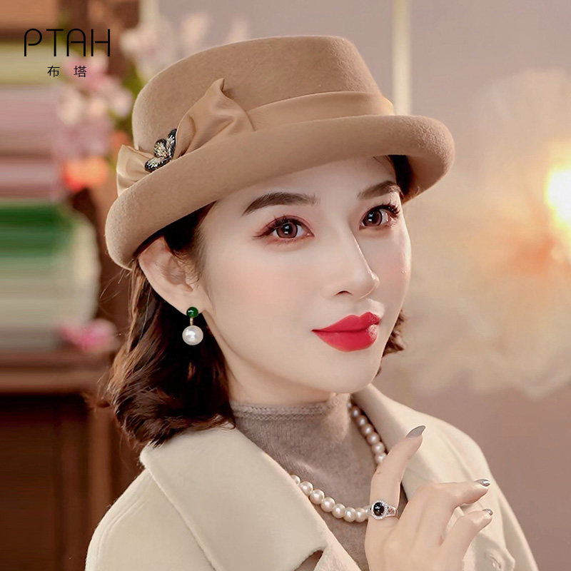 布塔羊毛呢礼帽女秋冬新款高级感显脸小帽子盆帽小香风帽子PT1410,服饰配件/皮带/帽子/围巾,帽子,淘宝优惠券,粉丝福利购,淘宝优惠卷
