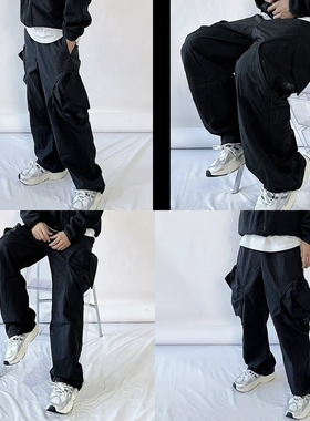 Adidas阿迪达斯三叶草高端男子户外工装立体剪裁直筒工装裤IJ0719