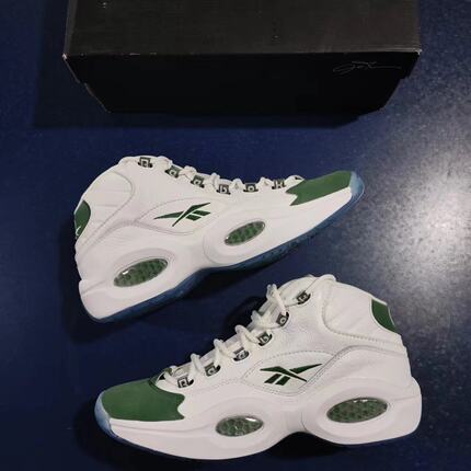 Reebok锐步Question Mid绿头艾弗森问题一代复古牛皮篮球鞋ID6690