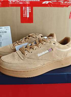 REEBOK锐步CLUB C 85 W +男女同款小麦翻毛皮板鞋24FRC901U0GY4