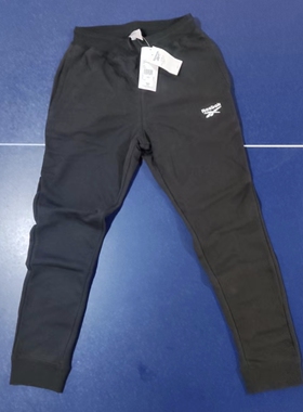 锐步Reebok男子针织棉涤透气舒适经典logo运动休闲缩口长裤GR8491