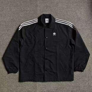 Adidas三叶草男女情侣款经典三条纹翻领运动休闲夹克外套IZ1831