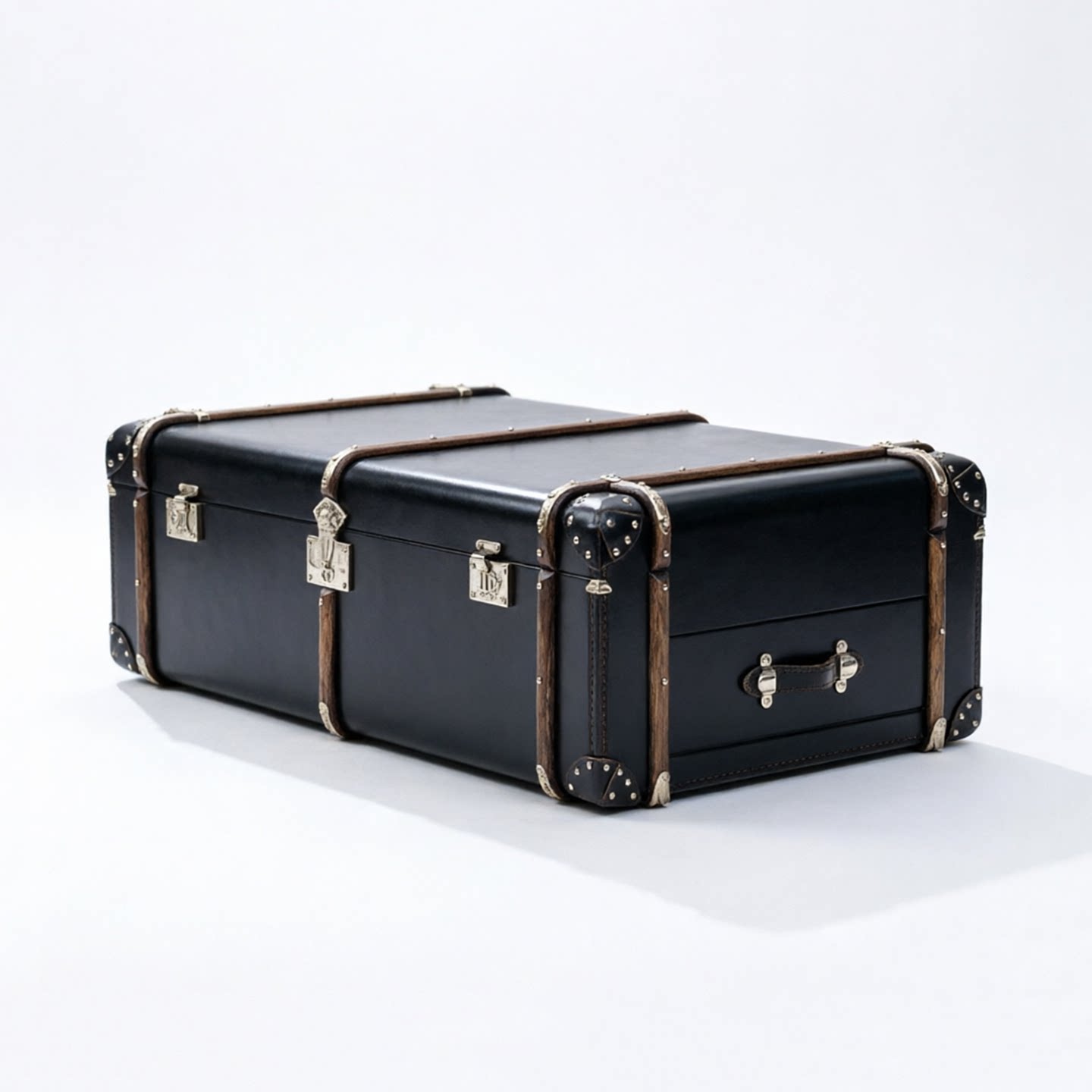 美式咖啡桌客厅小户型复古皮箱茶几法式中古风别墅做旧现代油蜡皮