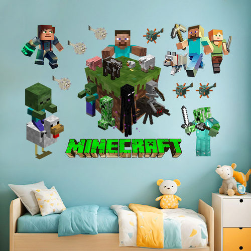 我的世界Minecraft像素贴纸行李箱防水装饰墙上贴儿童房间布置