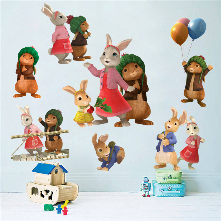 彼得兔卡通兔子动漫壁画可爱儿童房装饰画旅行箱墙贴防水贴纸贴画
