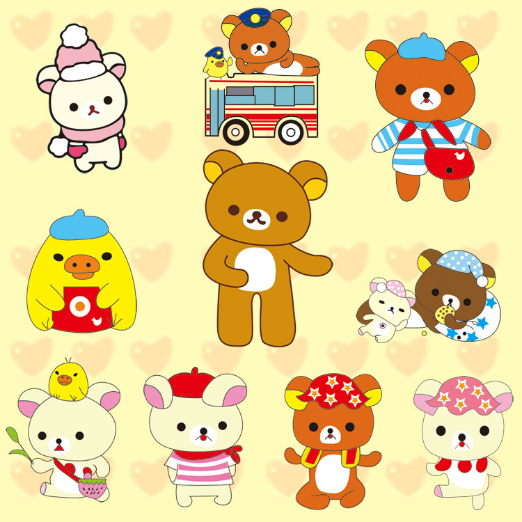 kuma松弛熊墙贴轻松小熊卡通动漫爆款儿童房pvc防水贴纸装饰包邮