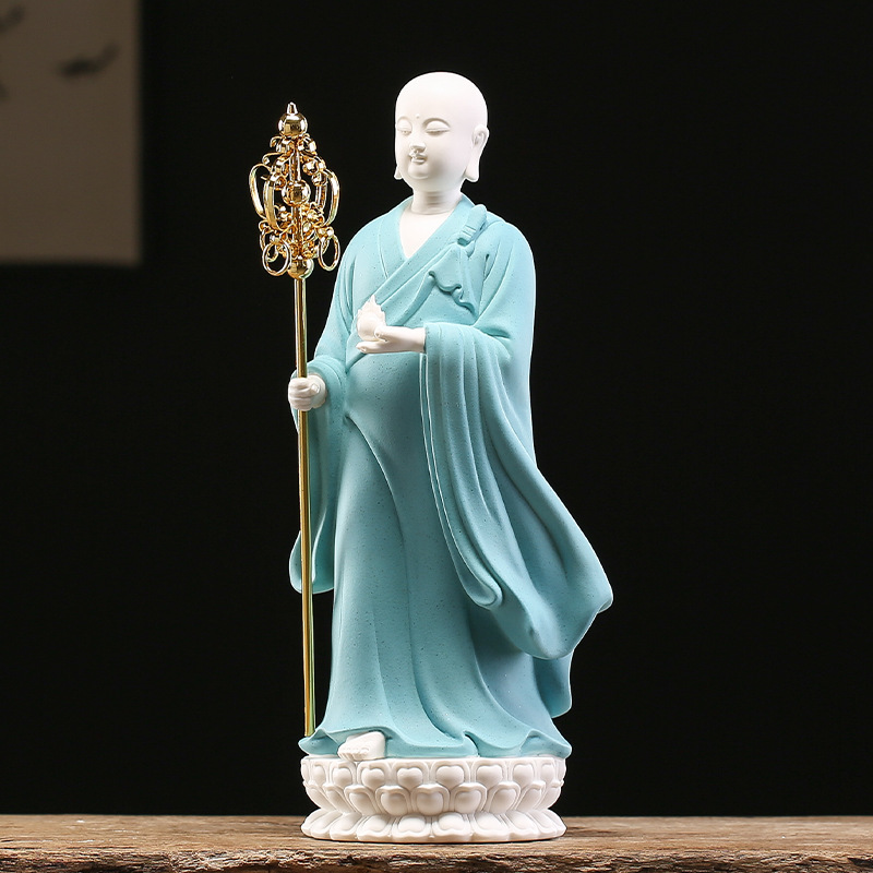 地藏王人物摆件地藏菩萨站立德化白瓷佛像装饰古典中式创意