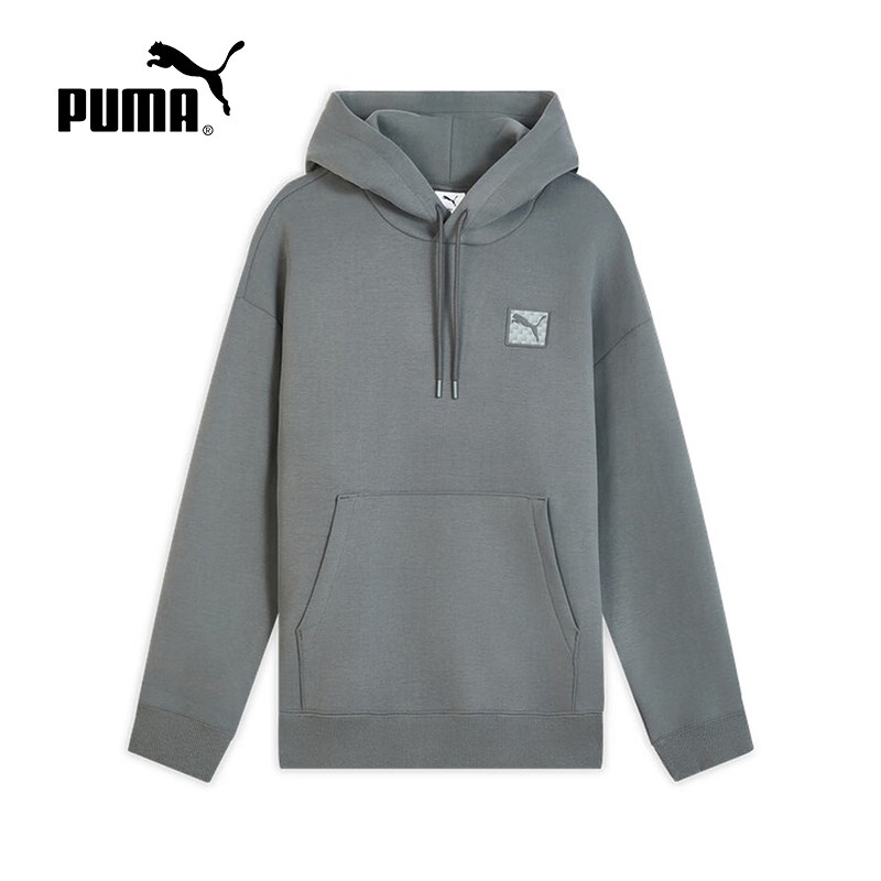 PUMA彪马冬季新款男休闲运动宽松套头针织抽绳连帽卫衣635708-44