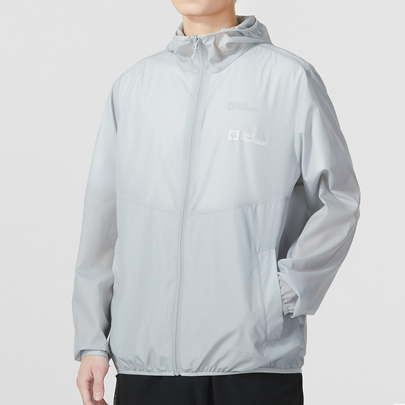 狼爪连帽夹克男装夏季轻薄运动服灰色皮肤衣外套5320113 5324151