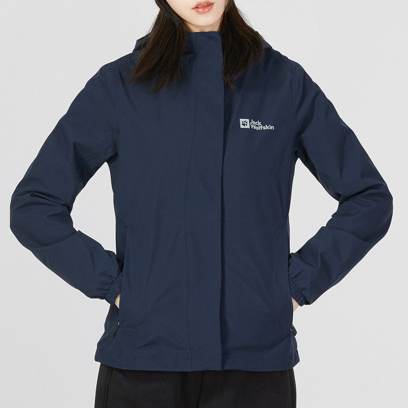 狼爪藏青色连帽冲锋衣外套女秋季运动服保暖夹克5123041 5122022