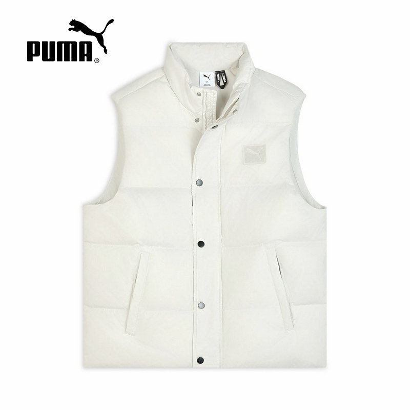 PUMA彪马拒寒保暖防风羽绒背心2025冬装新款白色男马甲 635755-05