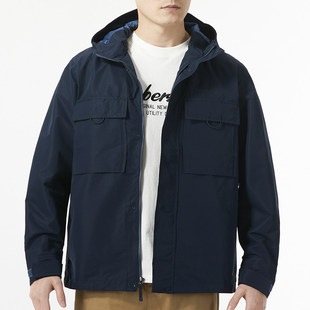 A6ATG 添柏岚藏青色梭织连帽夹克男运动服户外防风衣外套A2MW4