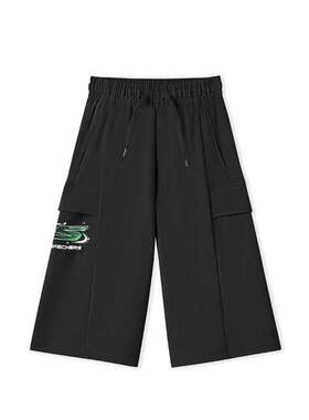 斯凯奇2025新款潮流针织七分裤男女童宽松直筒休闲中裤L225K081