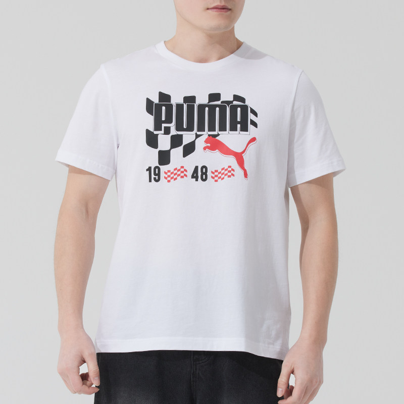 PUMA彪马短袖白T恤男装2025夏季新款圆领休闲运动服半袖690253-02