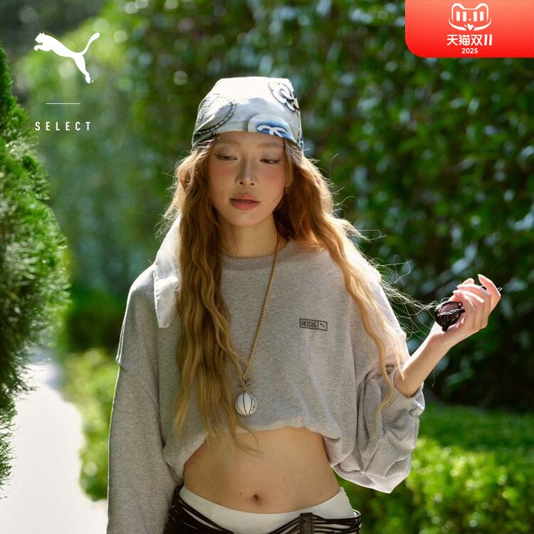 ROSE联名纯棉复古宽松运动卫衣女PUMA彪马秋冬oversize上衣633803