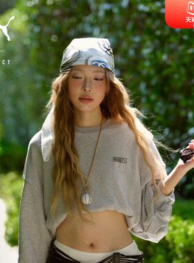 ROSE联名纯棉复古宽松运动卫衣女PUMA彪马秋冬oversize上衣633803