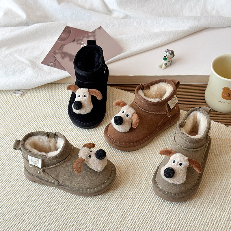 儿童雪地靴男童冬季加绒加厚冬鞋女童保暖靴子防水防滑中大童棉鞋