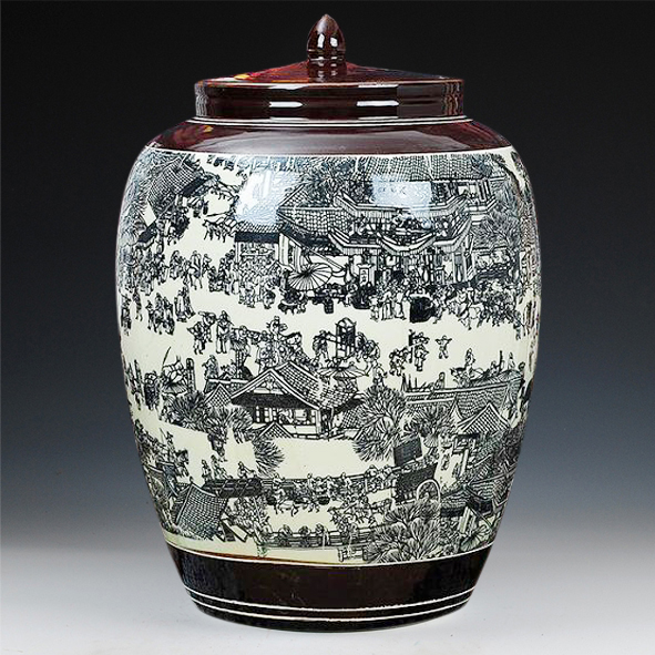 景德镇陶瓷器米缸50/100斤装清明上河图带盖密封米缸水缸米桶酒缸|ruв категории кухня/посуда, кухонный Гаджет/кухня хранения, тарного хранения/кухня хранения посуды, метров ведро/риса - от Buy2taobao.com для оказания профессиональной услуги покупки агента Taobao