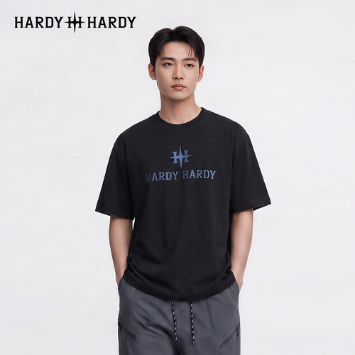 HARDY HARDY潮牌纯棉热转印T恤立体印花工艺宽松落肩百搭上衣