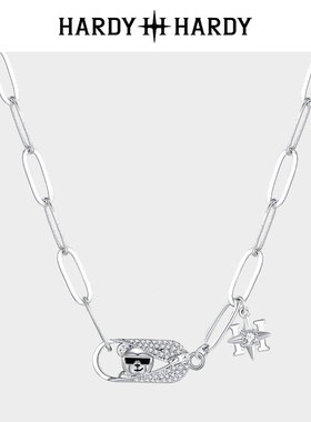 HARDY哈迪元素满钻回形针项链轻奢顽皮小熊设计锁骨链