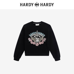 HARDY HARDY卫衣女春秋纯棉圆领薄款潮流百搭休闲卡通刺绣上衣