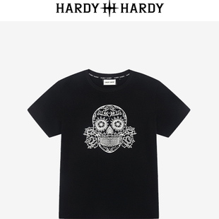 HARDY HARDY男女复古短袖2025年夏季新款印花贴钻百搭潮流T恤上衣