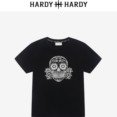 HARDY HARDY男女复古短袖2025年夏季新款印花贴钻百搭潮流T恤上衣