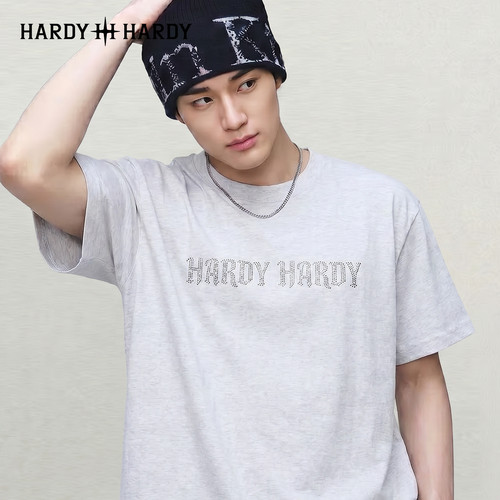 HARDY HARD潮牌男夏季立体烫钻字母短袖T恤宽松百搭夏季上衣