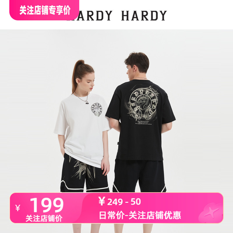 HARDY HARDY2023夏新款印花烫钻龙头字母纯棉短袖T恤男女半袖体恤 男装 T恤 原图主图