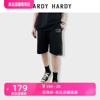 HARDY HARDY潮牌新款纯棉烫钻字母铆钉短裤男女同款情侣五分裤子