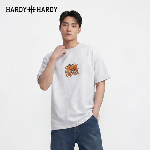 HARDY HARDY潮牌Vibe风美式高街短袖T恤复古花体字母刺绣纯棉半袖
