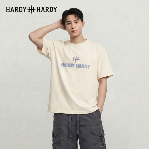 HARDY HARD潮牌男士夏季厚板数码刻字膜T恤立体Logo 百搭宽松上衣