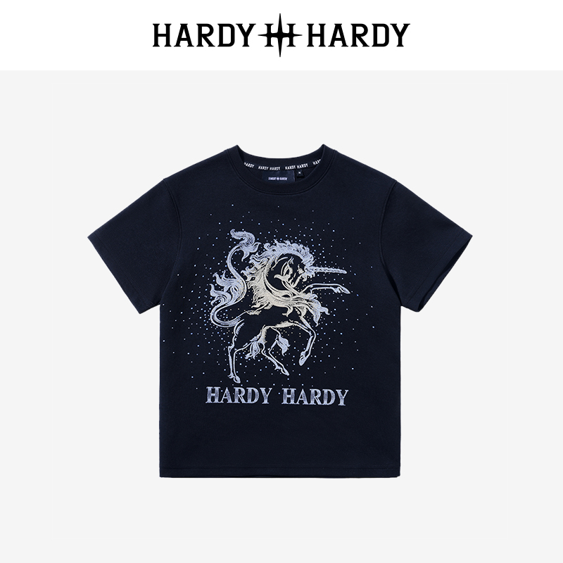 HARDY HARDY短袖T恤女2025年夏季新款印花贴钻百搭潮流内搭上衣