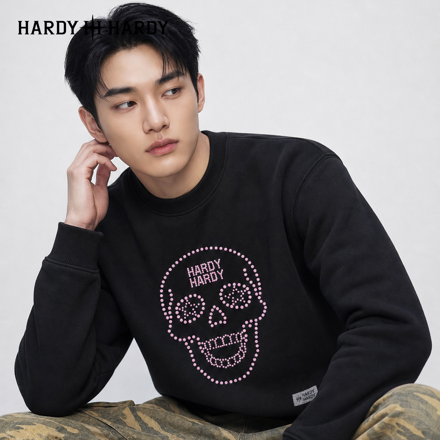 HARDY HARDY潮牌立体发泡印花骷髅头涂鸦圆领卫衣男女宽松上衣