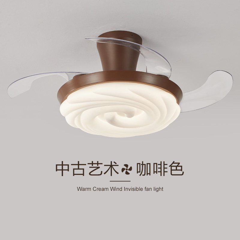 中古风隐形风扇灯旋涡新中式客厅餐厅吊扇灯广东中山灯具吸顶照明