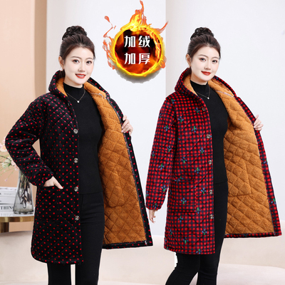 中长款秋冬季连帽保暖外套棉服