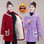 加绒棉衣居家上衣时尚 冬季 女装 加厚棉袄休闲年轻妈妈宽松保暖罩衣