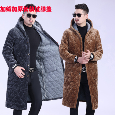 冬季男款长款过膝加棉棉衣