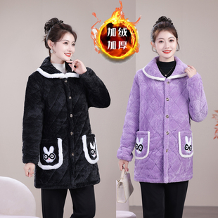 冬季新款加绒加厚棉服外套女装时尚百搭三层夹棉保暖罩衣防寒棉衣