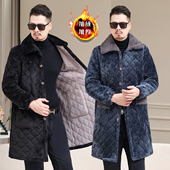 冬季 防寒保暖罩衣男宽松三层加绒加厚棉衣棉袄连帽外套长款 家居服