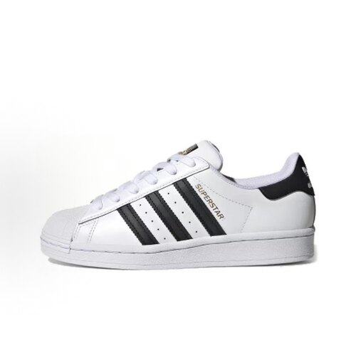 adidas 贝壳头 舒适 低帮 儿童板鞋 白色 男女同款FU7712-白黑