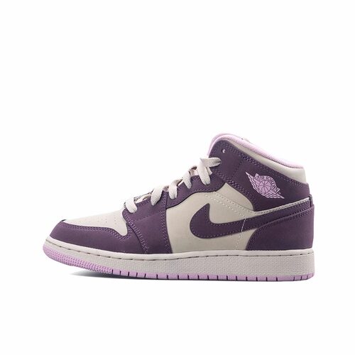 JordanAir Jordan 1 Mid 皮革 中帮 篮球鞋 粉紫 男女555112-500